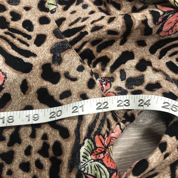 Vintage Studio Works Womens Size 2X Linen Cheetah Floral Button‎ Up Shirt Blouse - Picture 2 of 5